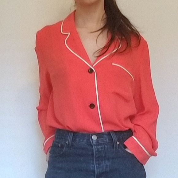 Rachel Roy Pajama Style Top w/ White Piping - Picture 1 of 7